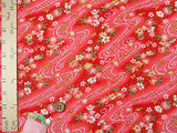 Flowers & Spiral Streams - Red (Length) 1＝0.25yard