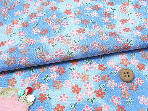 Cherry Blossoms in the Moonlight - Light Blue (Length) 1＝0.25yard