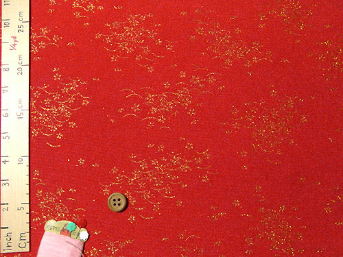 Gold Cherry and Grass - Red (Length) 1＝0.25yard