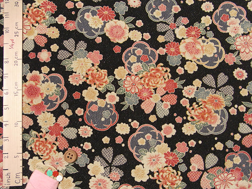 Flower Collection - Black (Length) 1＝0.25yard