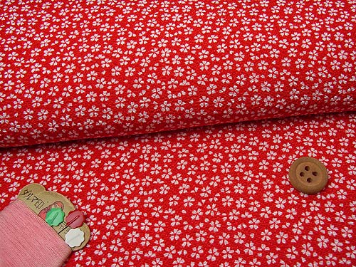 Tiny Cherry Blossoms - Red (Length) 1＝0.25yard