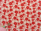Ume Blossoms & Squares - Red (Length) 1＝0.25yard