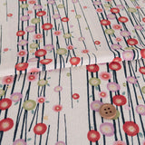 Polyester Chirimen Crepe Small Round Peonies on Ivory (Length) 1＝0.25yard