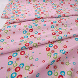 Polyester Chirimen Crepe Small Round Peonies on Pink (Length) 1＝0.25yard