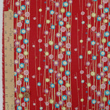 Polyester Chirimen Crepe Small Round Peonies on Red (Length) 1＝0.25yard