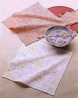 Sashiko Dish Towel - Cherry Blossoms on Water