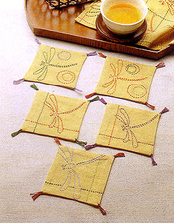 Sashiko Glass Coaster Kit - Dragonflies