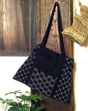Sashiko Shoulder Bag Kit - Seigaiha Wave
