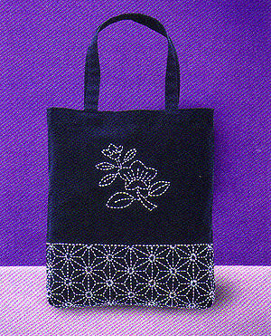 Sashiko Hand Bag Kit - Flowers with Asanoha Star