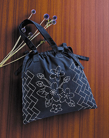 Sashiko Bag Kit - Cherry Blossoms and Fence