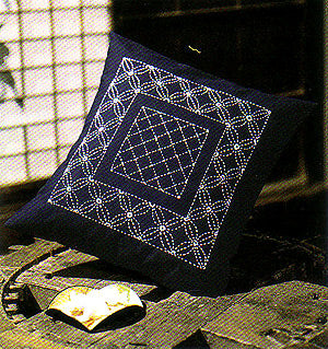 Sashiko Cushion Cover Kit - Asanoha Pattern Navy