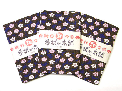 Tenugui Japanese Towel - Peonies on Blue