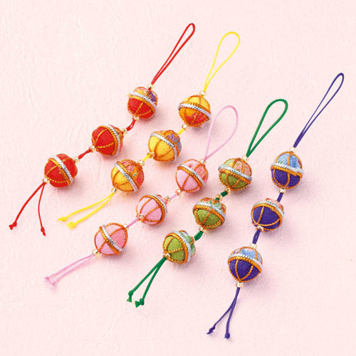 Chirimen Five Color Charms Kit - Triple Temari Balls (set of 5)