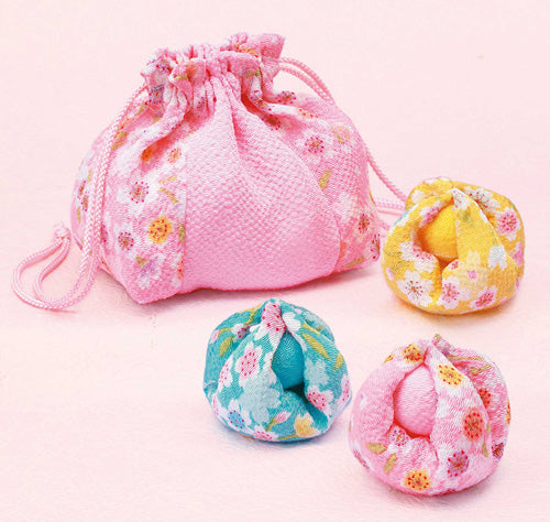 Chirimen Craft Kit - Winter Cherry Beanbags with a Bag - Pastel
