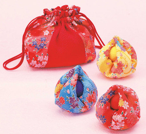 Chirimen Craft Kit - Winter Cherry Beanbags with a Bag - Vivid