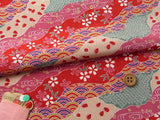 Japanese Flowers & Patterns in Michinaga Design - Red (Length) 1＝0.25yard