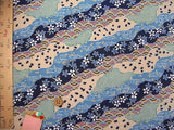 Japanese Flowers & Patterns in Michinaga Design - Blue (Length) 1＝0.25yard