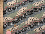 Japanese Flowers & Patterns in Michinaga Design - Black (Length) 1＝0.25yard